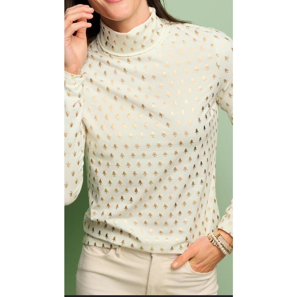 Talbots Classic Turtleneck Top with a mini evergreen foil tee XL